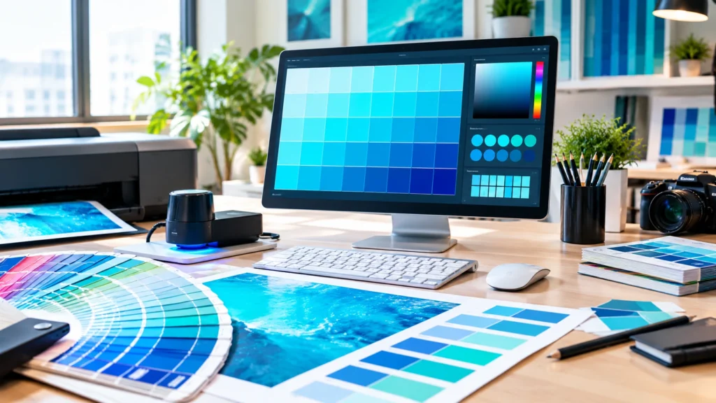 Cyanová color codes for digital and print design