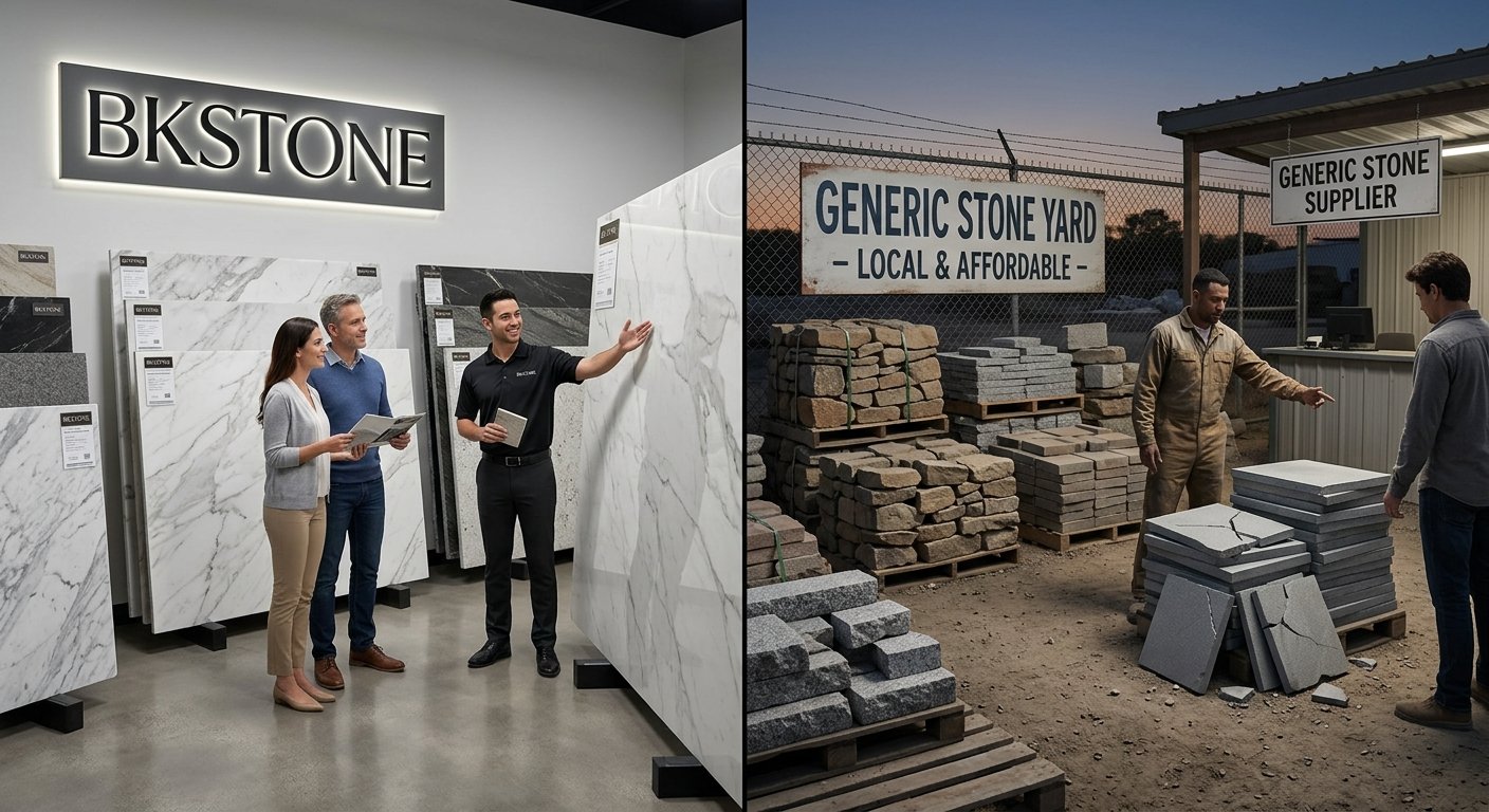 Bkstone stone showroom displaying natural stone and paving options
