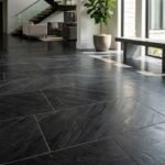 Bkstone dark stone flooring in a modern contemporary interior