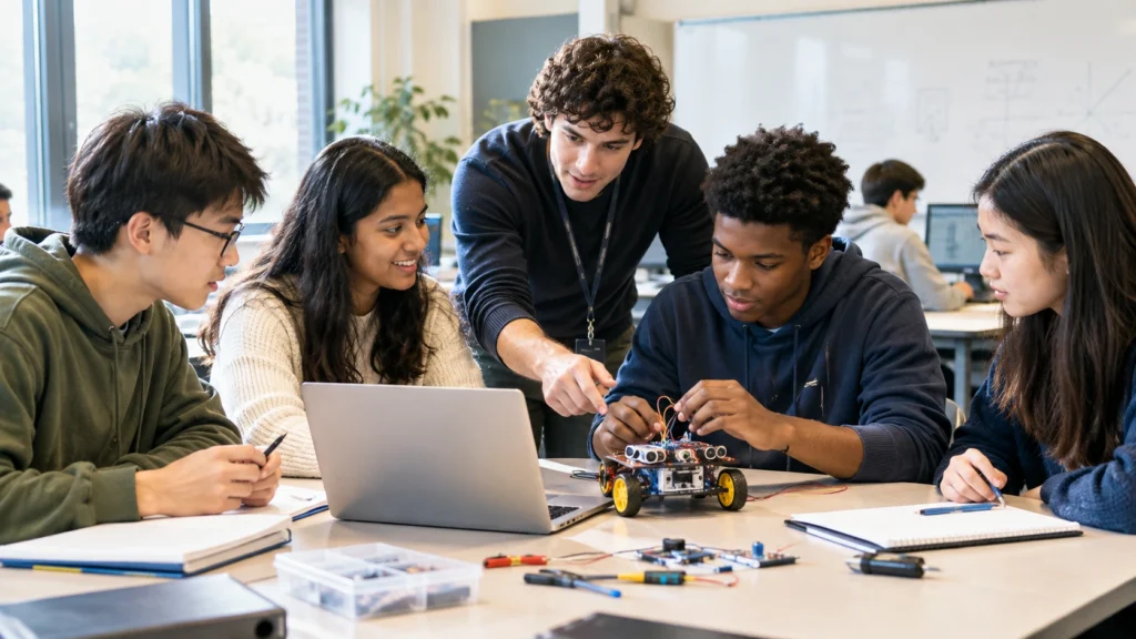 Global Teaching Labs students learning robotics and computer science