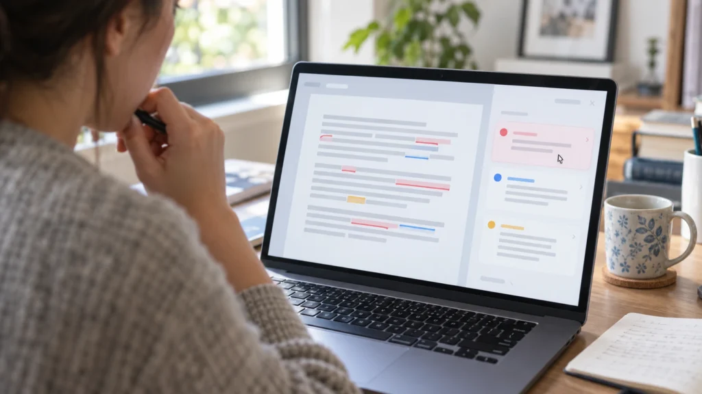 Online grammar checker reviewing English writing and spelling errors