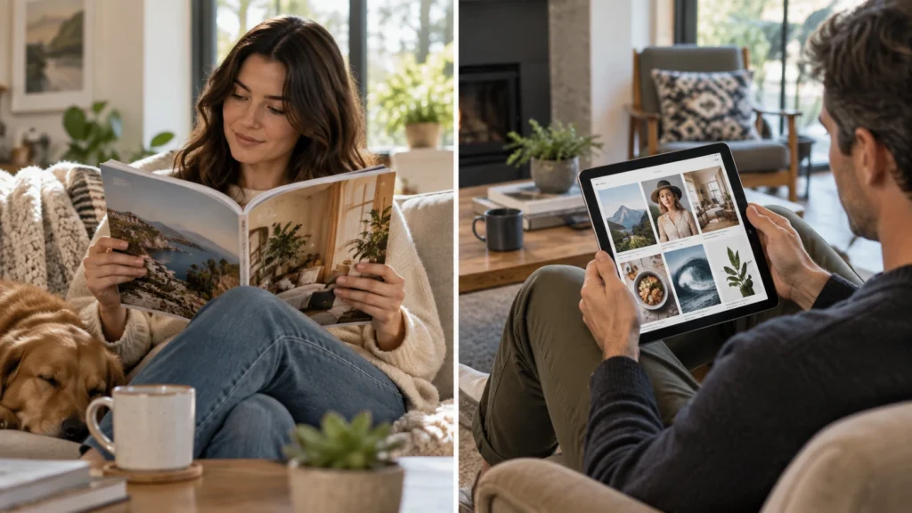 Print and digital magazine reading options