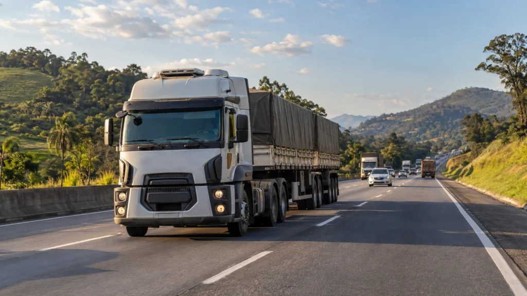 Road freight cargo transportation associated with Transjoaimo