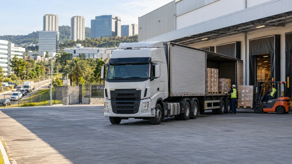 Transjoaimo transportation company in Brazil with freight truck